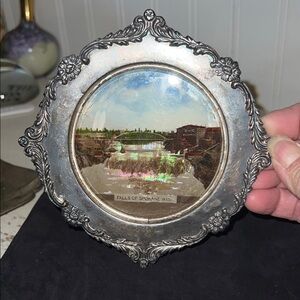 Antique 1879  E G Webster Souvenir Photo Silver plate frame Spokane Falls WA